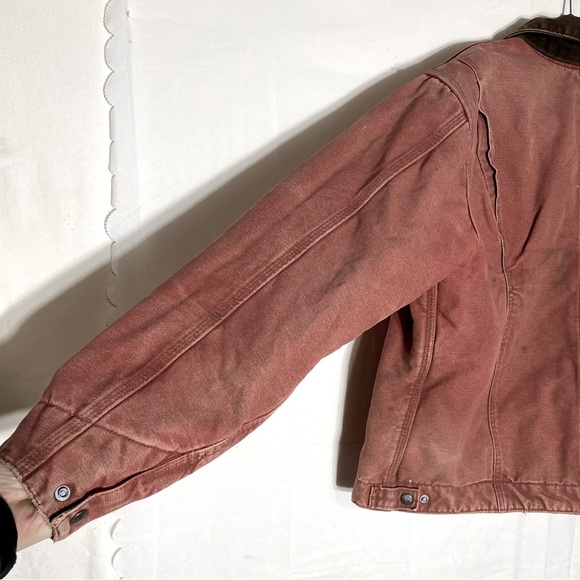 Vintage Carhartt WJO97 VRS Salmon Pink Duck Canvas Detroit Blanket Lined Coat XL - Picture 12 of 16